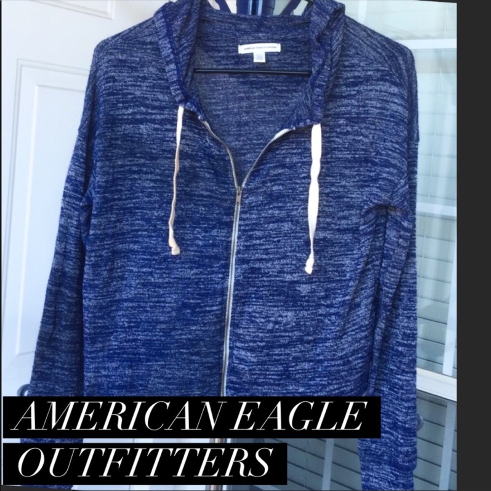 🆕American Eagle Semi Crop Heathered Navy Jacket